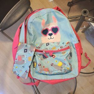 TRACKER Child girl's Llama backpack with pencil case & lunch carry bag